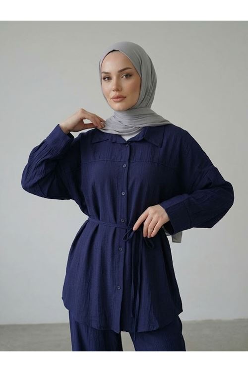 Roba Detay Pantolonlu Çilek Takım-Lacivert