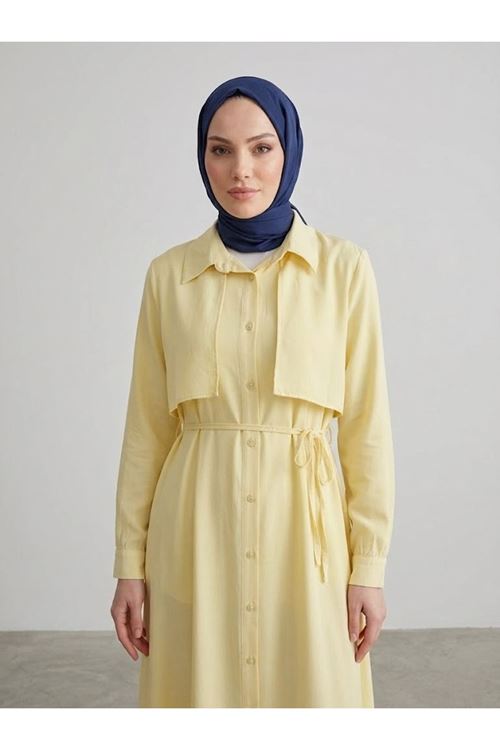 Aller Detay Patlı Elbise-Sarı