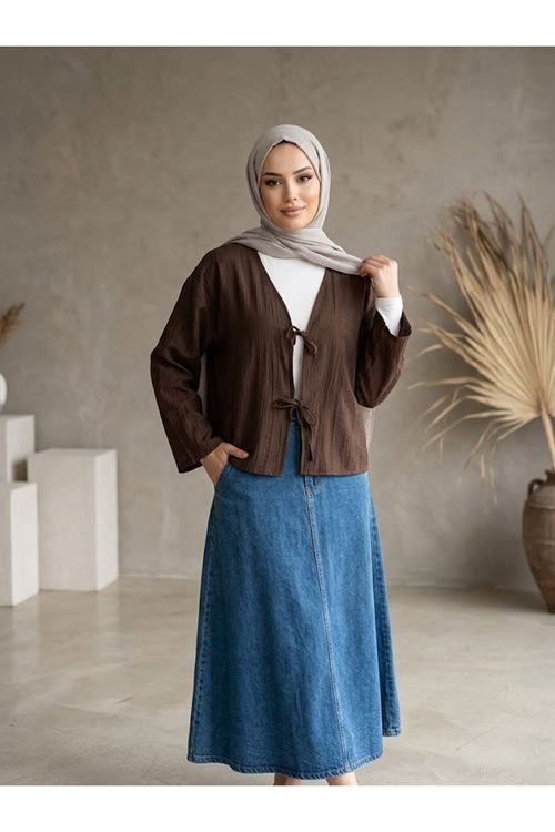 Ön BağlamalıTunik-Kahve
