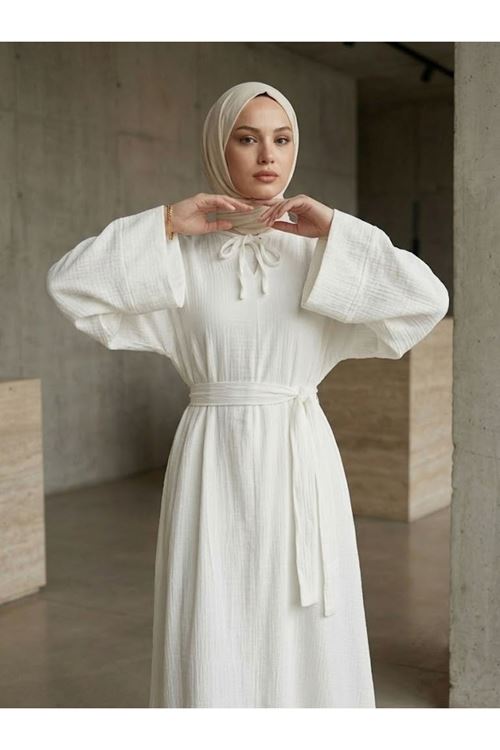 Yarasa Elbise-Ekru