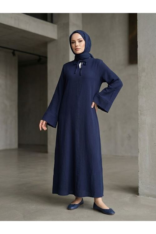 Yarasa Elbise-Lacivert