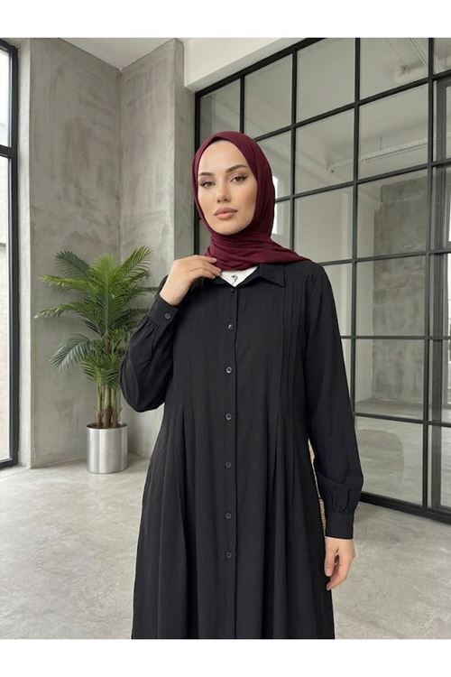 Ön Arka Pileli Pantolonlu Takım-Siyah