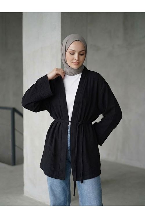 Müslin Kimono-Siyah