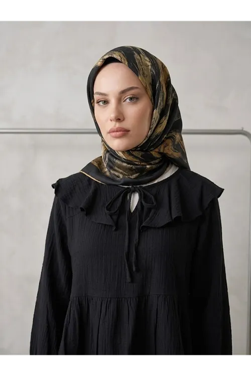 Yaka Bağlamalı Tunik-Siyah