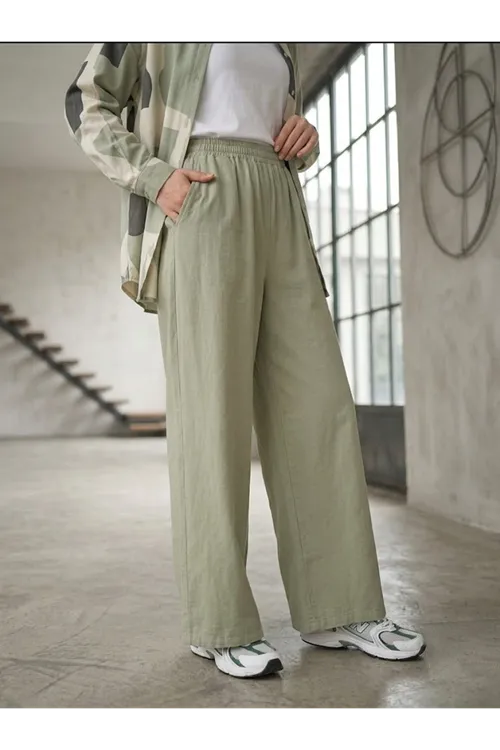 Cepli Yıkamalı Pantolon-Mint