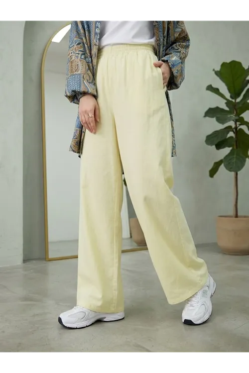Cepli Yıkamalı Pantolon-Sarı