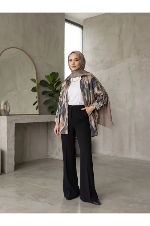 İspanyol Paça Atlas Pantolon-Siyah