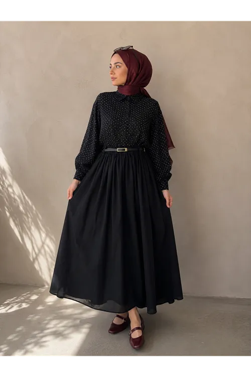 Astarlı Vual Etek-Siyah