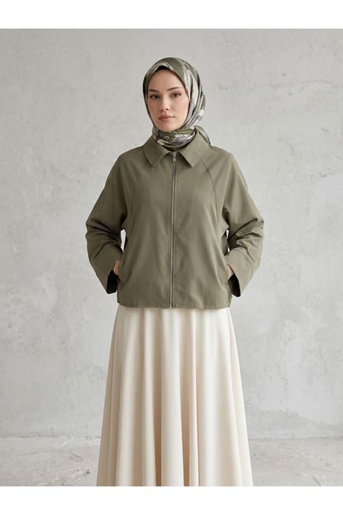 Fermuarlı Cepli Panço-Haki