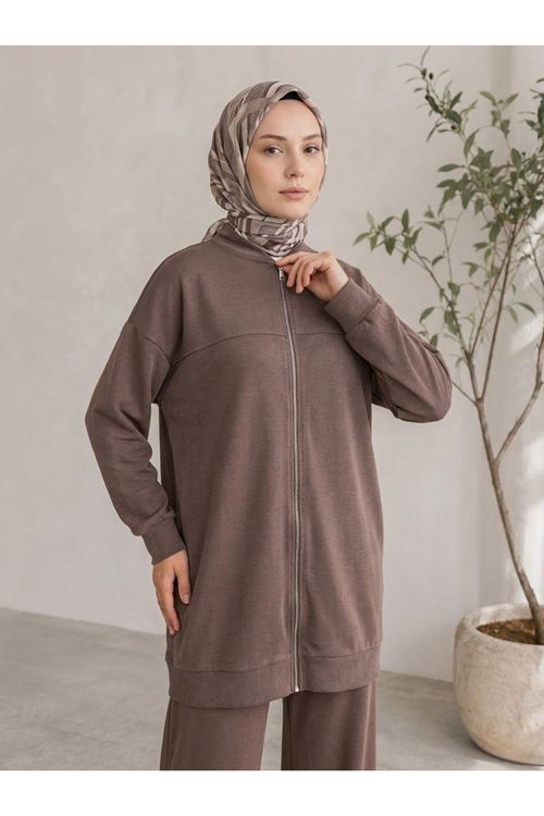 Roba Detay Fermuarlı Takım-Açık Kahve