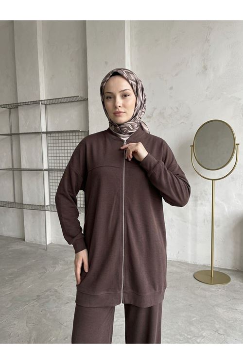 Roba Detay Fermuarlı Takım-Kahve