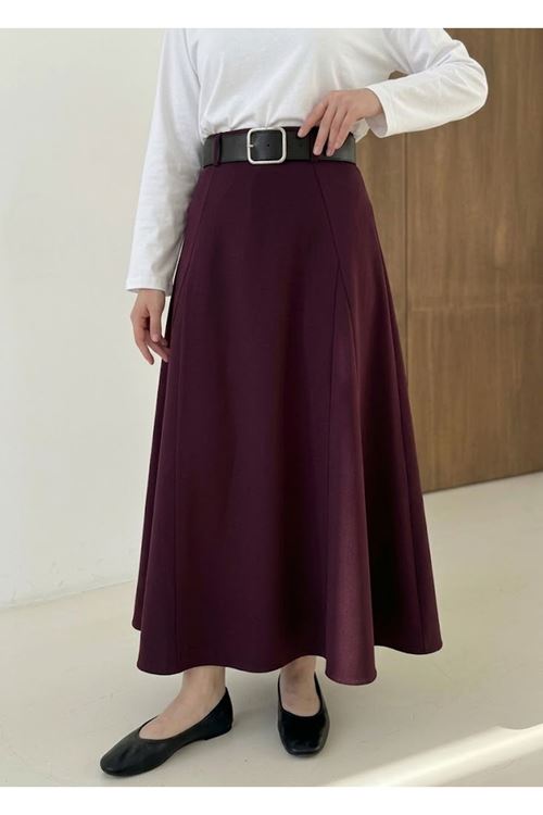 Kelebek Detaylı Dabıl Etek-Bordo