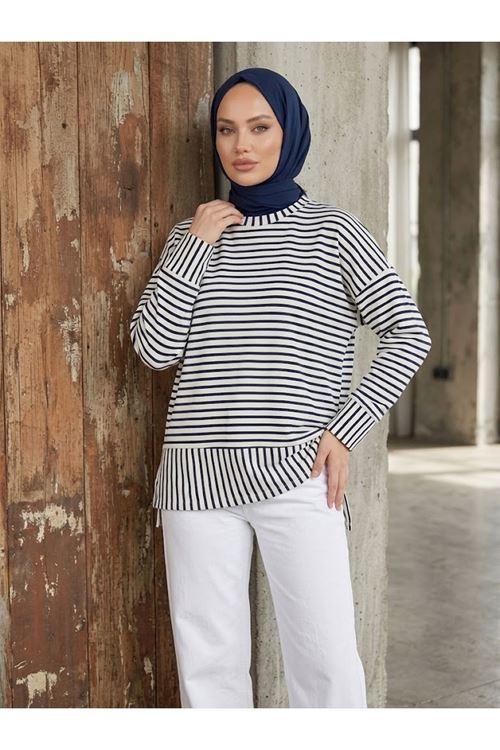 Çizgili Oysho Tunik-Lacivert