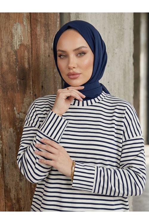 Çizgili Oysho Tunik-Lacivert