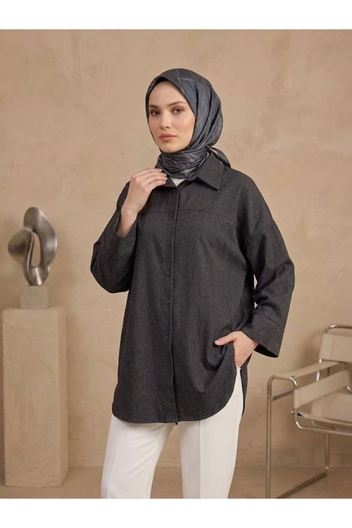 Takma Manşet Kot Tunik-Siyah