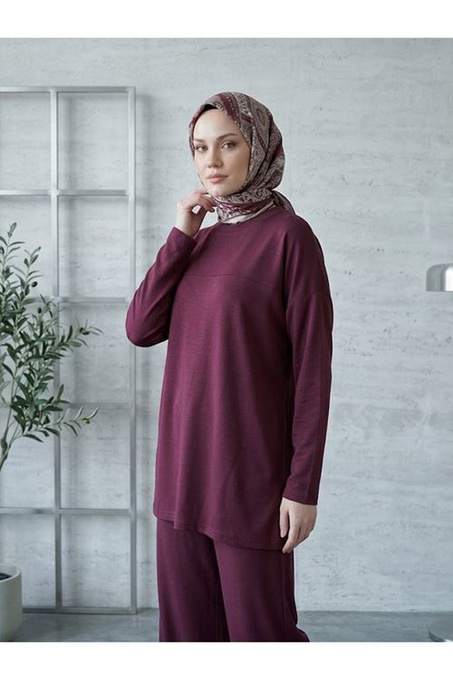 Roba Detay Pantolonlu Takım-Bordo