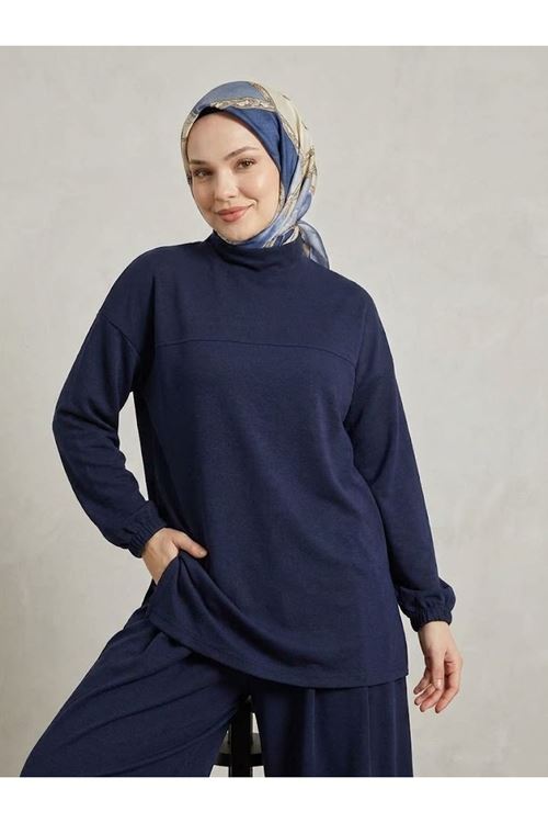Ön Roba Detay Şalvarlı Takım-Lacivert