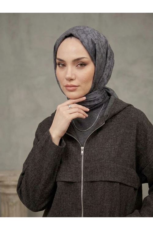 Kadın Kahve Yumuşak Dokulu Kumaş Kapüşonlu Fermuarlı Tesettür Ceket Günlük Oversize Ceket 