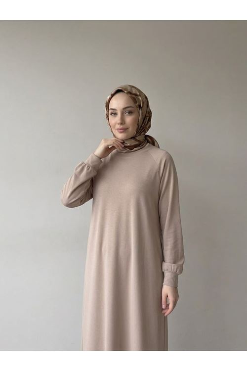 Reglan Kol Pike Elbise-Bej