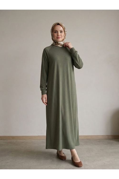 Reglan Kol Pike Elbise-Haki