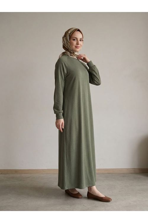 Reglan Kol Pike Elbise-Haki