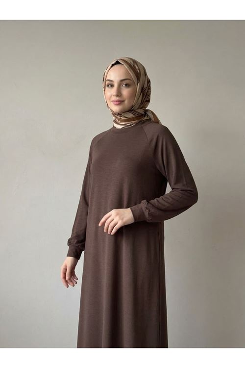 Reglan Kol Pike Elbise-Kahve