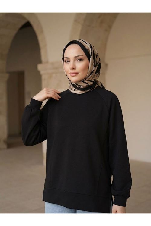 Parçalı Oysh Tunik-Siyah