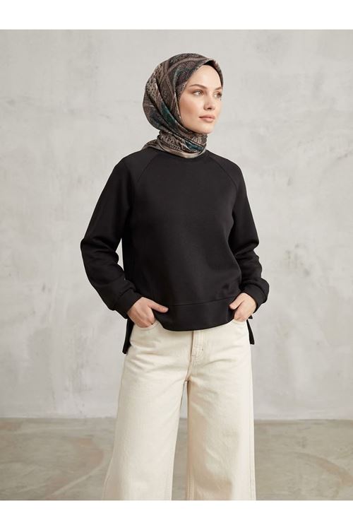 Parçalı Oysh Tunik-Siyah