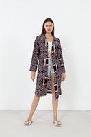 Desenli Kimono-Siyah