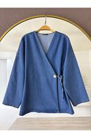 Düğmeli Kot Ceket-Lacivert