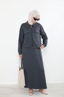 Yakalı Fermuar Detay Jileli Takım-Antrasit