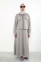 Yakalı Fermuar Detay Jileli Takım-Taş