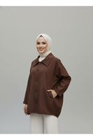 Casual Relax Fit Giy Çık Bondit Hırka-Kahve