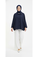 Casual Relax Fit Giy Çık Bondit Hırka-Lacivert