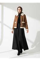 Metal Fermuar Detaylı Üstten Cepli  Kaban-Taba