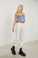 Kargo Cep Paraşüt Pantolon-Ekru