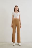 Kaşkorse Yırtmaçlı Pantolon-Bej