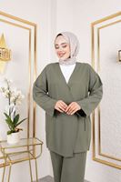 Yan Bağlamalı Pantolonlu Takım-Haki