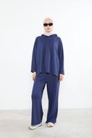 Kapşon Detay Pantolonlu Takım-Lacivert