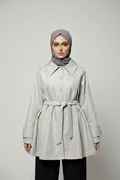 Kol Apolet Detay Kısa Trençkot-Bej