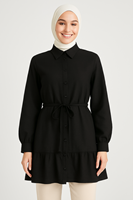 Etek Fırfır Detay Tunik-Siyah