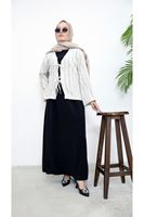 Pileli Ön İki Bağlamalı Tunik-Bej