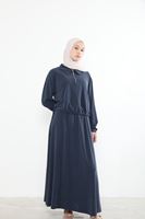 Yakalı Fermuar Detay Etekli Takım-Lacivert