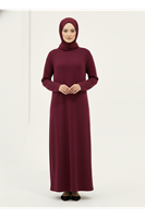 Reglan Kol Contalı Elbise-Bordo