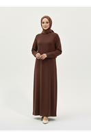 Reglan Kol Contalı Elbise-Kahve