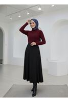 Çıma Detaylı Parçalı Etek-Siyah