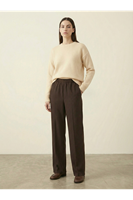 Düz Paça Atlas Pantolon-Kahve