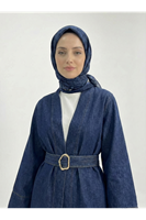 Geniş Manşet Kot Ceket-Lacivert