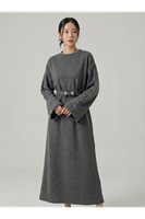 Bel Bağlamalı Elbise-Antrasit