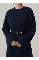 Bel Bağlamalı Elbise-Lacivert